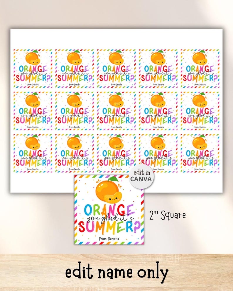 Orange You Glad Its Summer Gift Tag End of School Year Teacher Thank ...