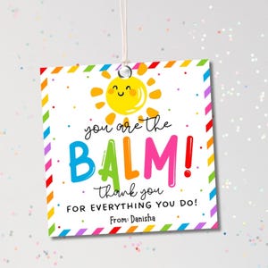Etiqueta de regalo "El verano es el bálsamo", Último día de clases (PTA), Etiqueta de agradecimiento, Regalo para maestros y alumnos al final del año escolar, Plantilla editable