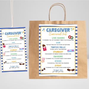 Étiquette-cadeau de remerciement pour aidant, étiquette pour kit de survie pour aidant, cadeau de remerciement pour aidant, étiquette pour le jour d'appréciation des aidants, semaine de l'aide à la vie autonome