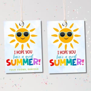Bearbeitbare Letzter Schultag Ende des Jahres Freunde Geschenkanhänger Große Sommer Sun Party Favor Druckbare Etikettenvorlage Sofortiger digitaler Download