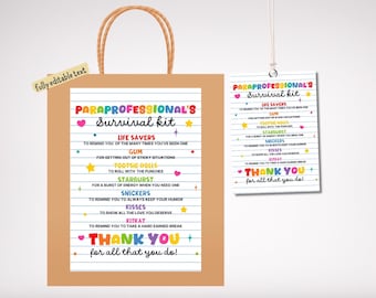 Kit de supervivencia para paraprofesionales: Etiqueta: Regalo de agradecimiento (Descarga digital)
