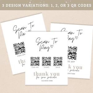 Modèle Scan to Pay, enseigne de code QR, petite entreprise, modèle canva modifiable, enseigne de paiement Paypal, enseigne Venmo, enseigne d'entreprise, enseigne imprimable image 3