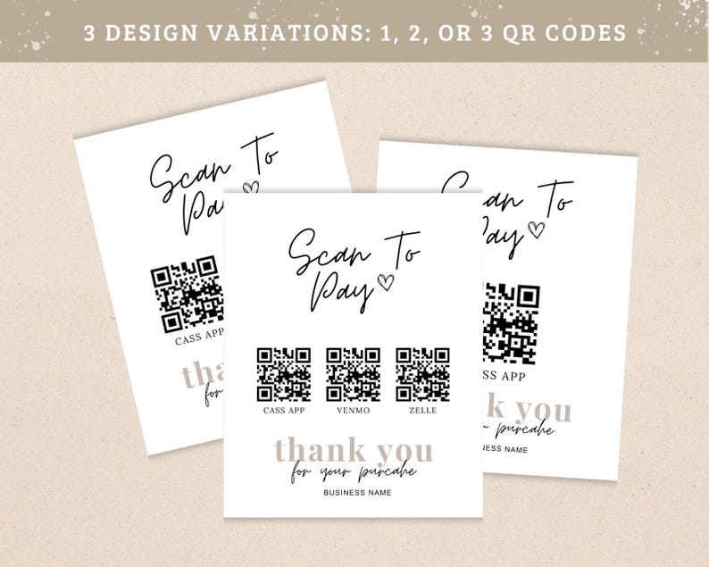 Modèle Scan to Pay, enseigne de code QR, petite entreprise, modèle canva modifiable, enseigne de paiement Paypal, enseigne Venmo, enseigne d'entreprise, enseigne imprimable image 3