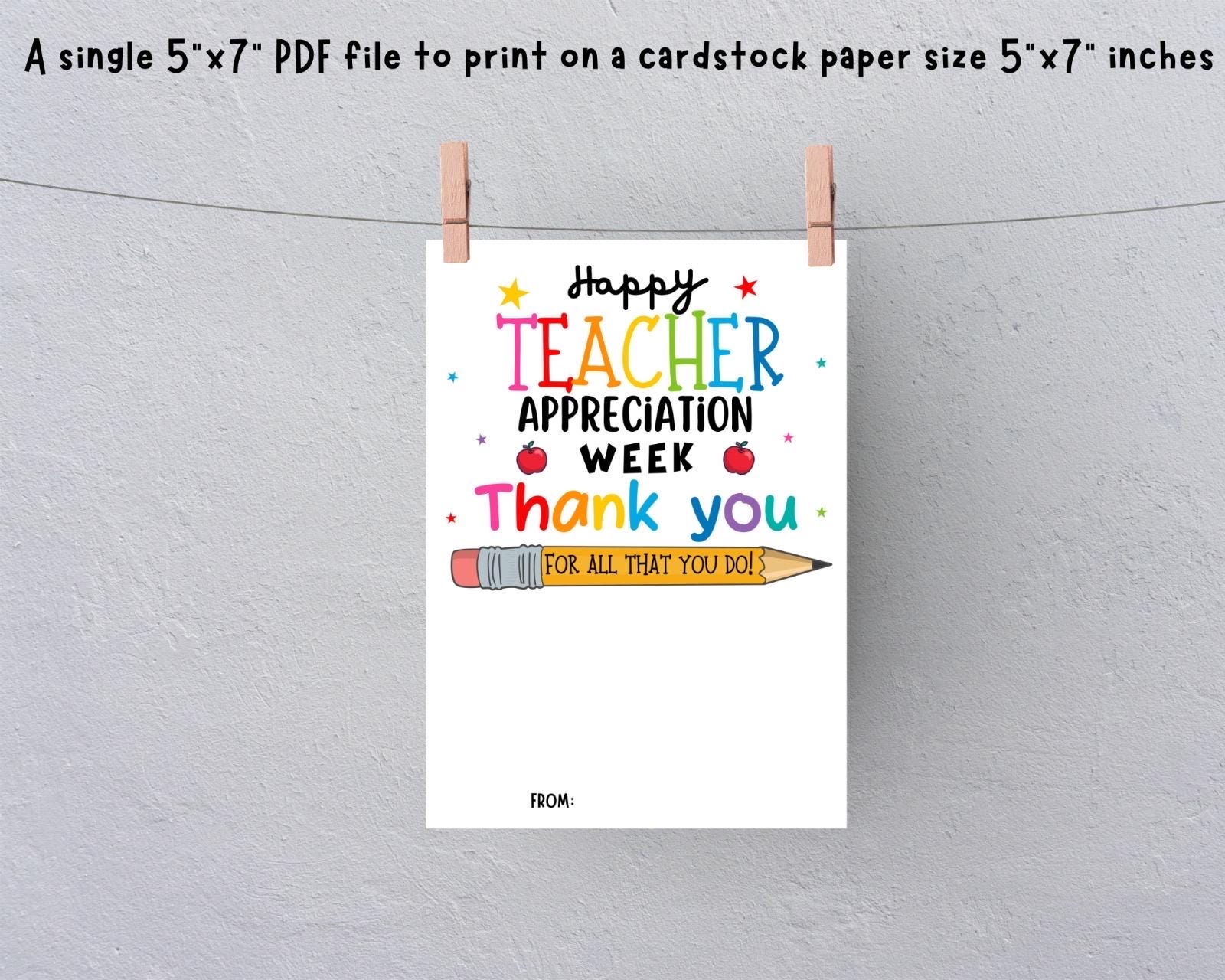 Teacher Appreciation Gift Card Holder: Printable Thank You Gift (PDF ...