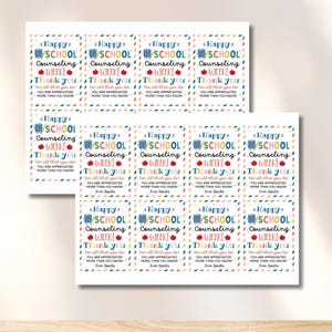 School Counseling Week Gift Tag, Printable Counselor Appreciation Week Treat Bag Tag, National School Counseling Staff Thank You Card image 4