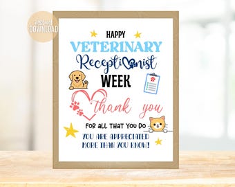 Cartello per la Settimana delle Receptionist Veterinarie: Poster di ringraziamento (Download digitale)