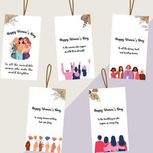 Printable Happy Women's day gift tags, Gift ideas for Women's day, Womens day gift tags, Happy Womens day cards, Women's day cards