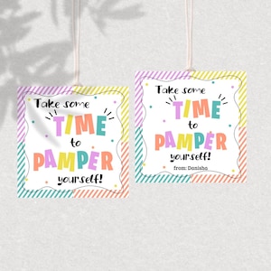 Pamper yourself Thank you gift tag, spa yourself gift tag, Teacher Appreciation, thank you tag, chevron gift tag, pamper hamper, printable