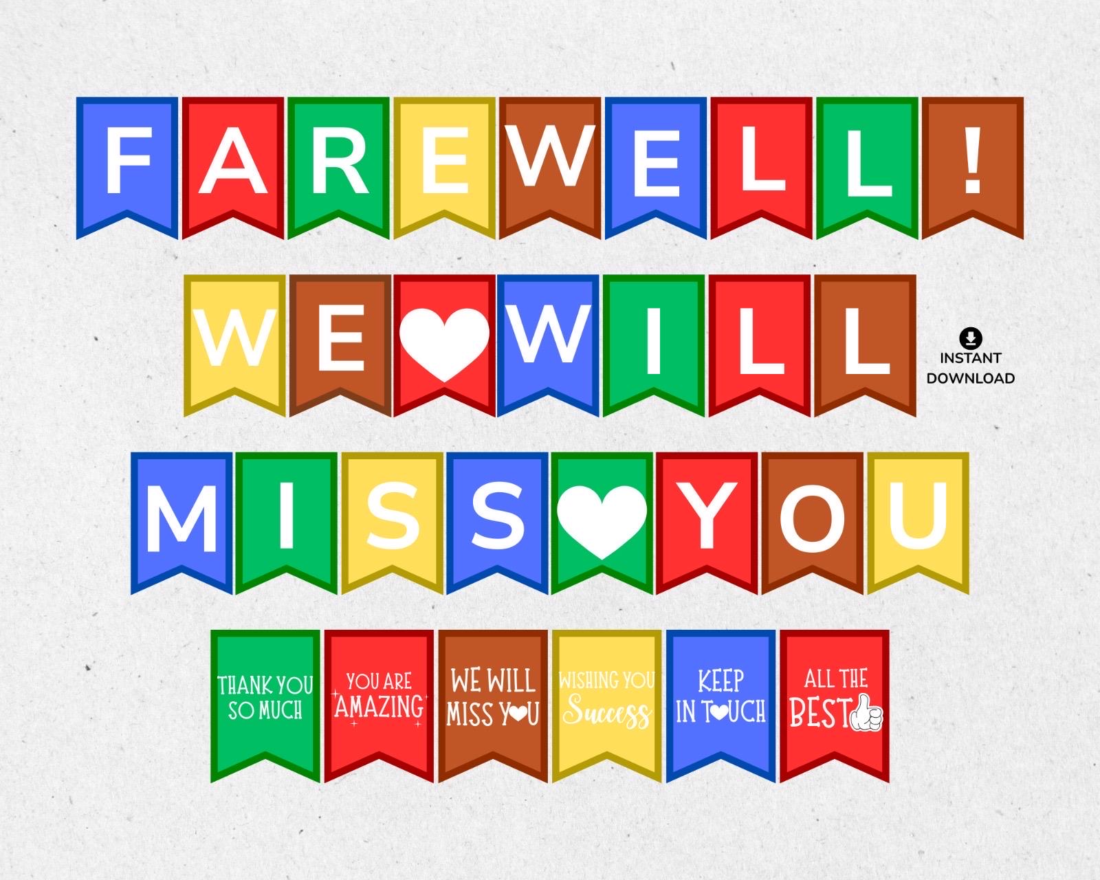 Ghirlanda 'We Will Miss You' Con Bandierine Triangolari – 3m – Decorazione Per Feste Di Pensionamento, Addio E Laurea – Colore Blu - 3
