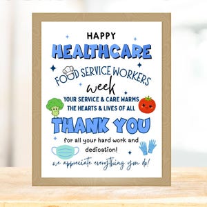 Healthcare Food Service Workers Week Printable Poster, Food Service Workers Appreciation Sign, Healthcare Food Service Workers Gift