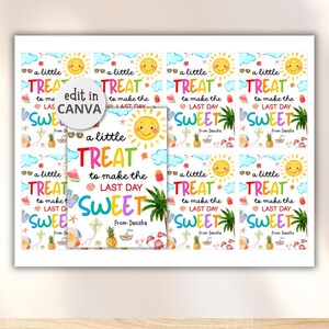 Leuke cadeaukaartjes voor de laatste schooldag, afdrukbare tags voor zomertraktatie voor leerlingen leraren voorschoolse opvang Eindejaar goodiebaglabel afbeelding 3