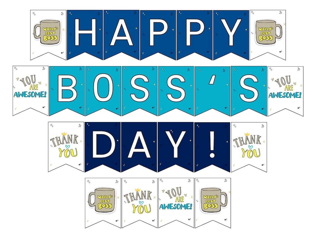 Boss's Day Banner Boss' Day Sign Printable Bosses Day Decorations Boss ...