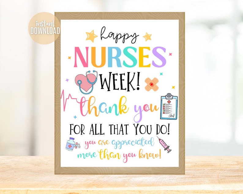 Nurses Week Lettering Nurse Week Sign Printable Appreciation Nurse Thank You Nurses Week ...
