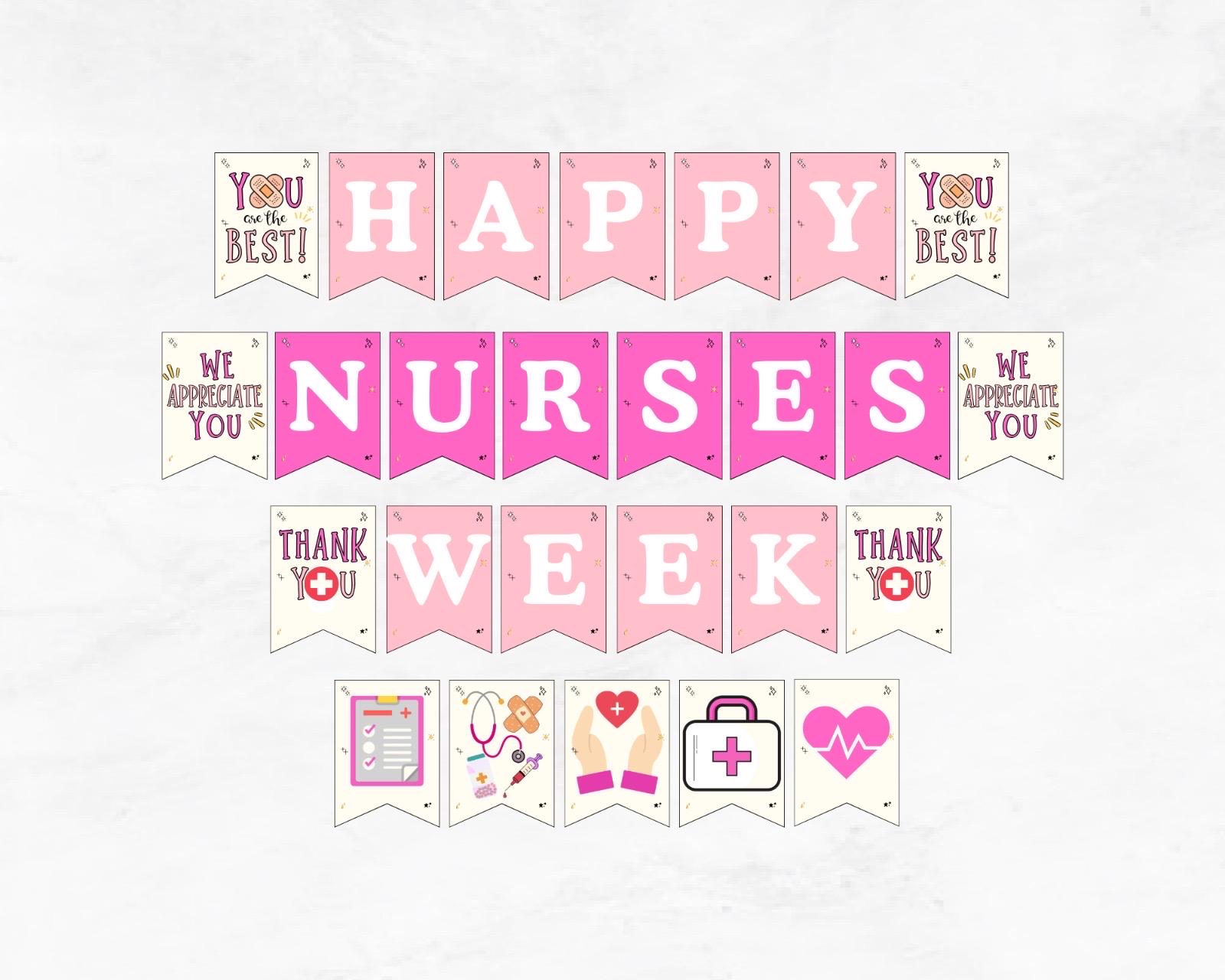 Pink Happy Nurses Week Banner Printable (digital Download) - Etsy