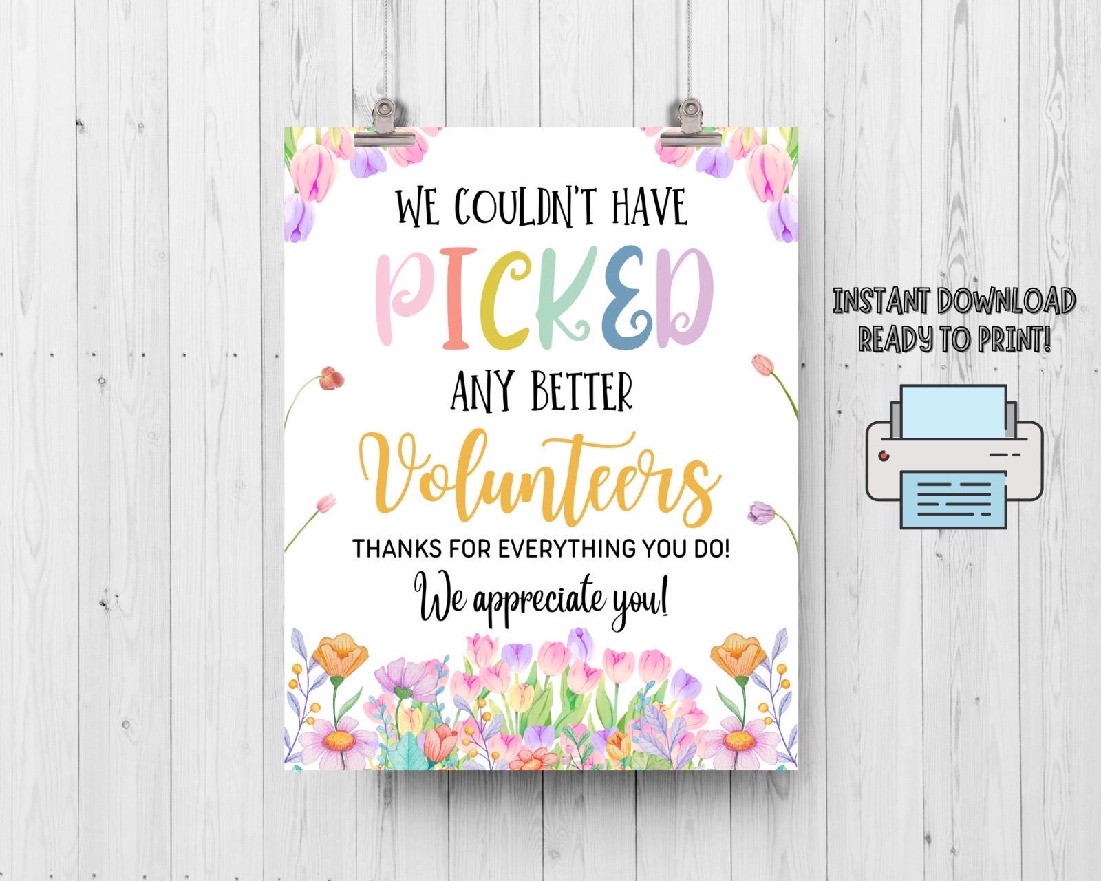 Volunteer Appreciation Sign Floral Spring Garden Theme digital volunteer-appreciation-sign-floral-spring-garden-theme-digital