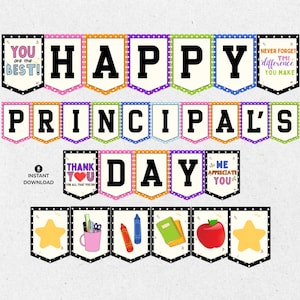 School Principal Day banner printable, Happy School Principals' Day banner, Principals Day banner, Principal day decor, Principal gifts