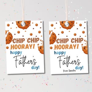 Vatertags-Plätzchen-Geschenkanhänger, druckbarer Chip-Chip Hooray glücklicher Vatertag Geschenkanhänger, bearbeitbare Tags für Papa, sofortiger Download