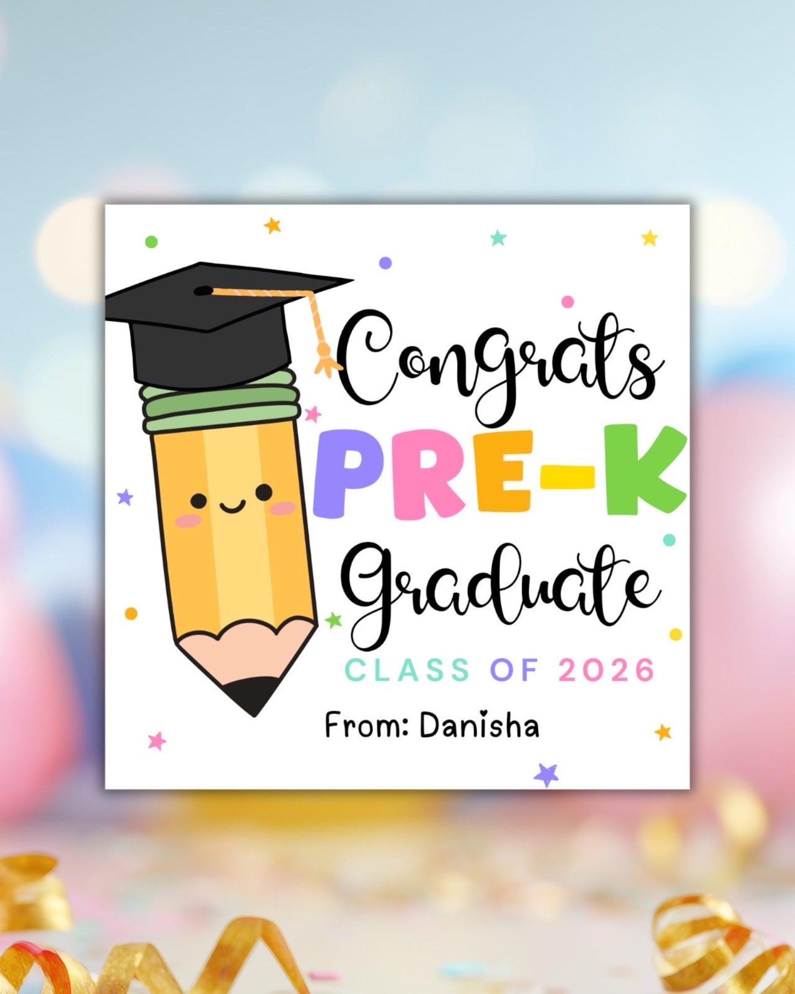 Pre K Graduation Gift Tags Printable, Preschool Congrats Grad Favor ...