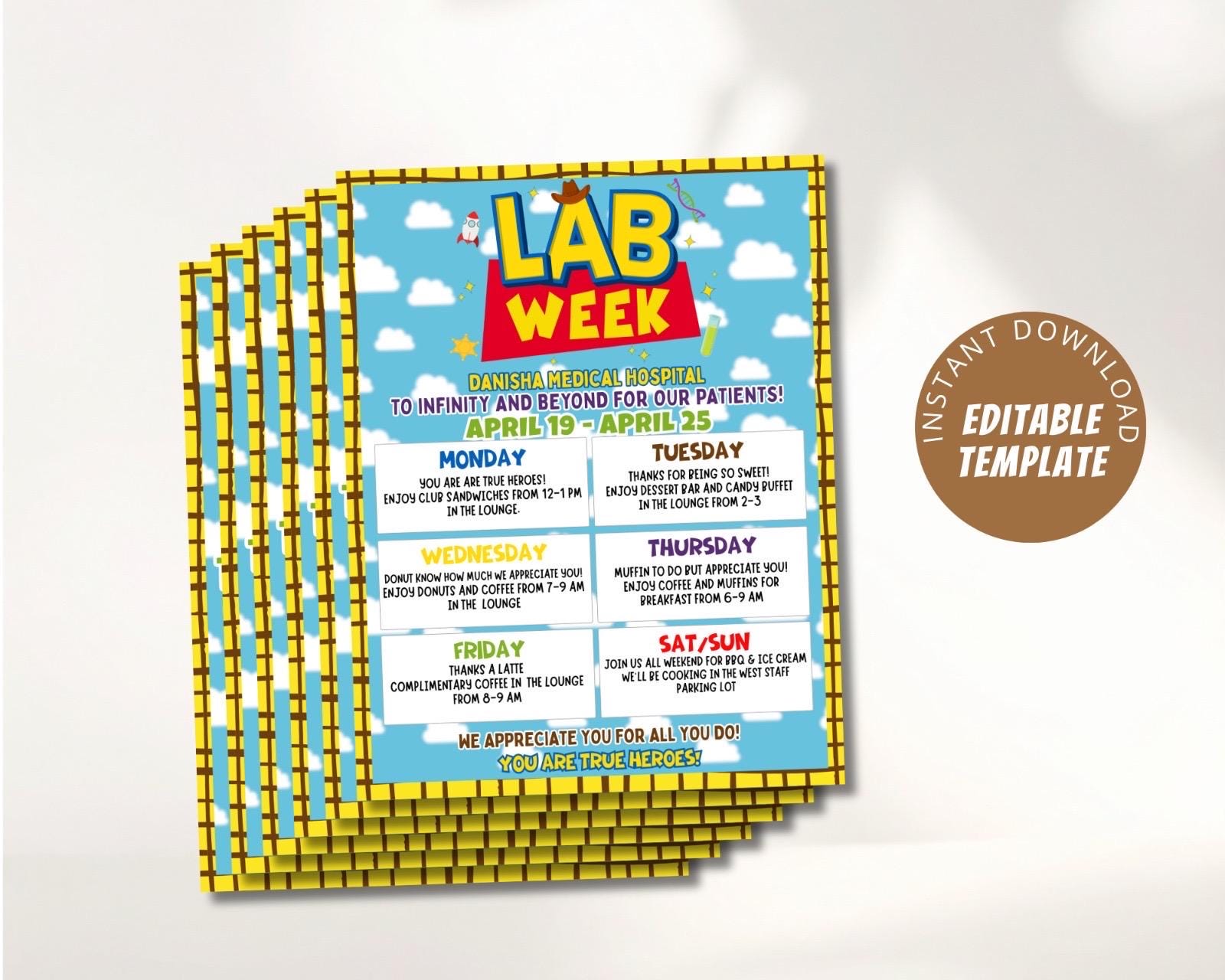 Lab Appreciation Week Itinerary Poster, Printable Digital File ...