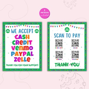 Girl Cookie Payment Sign and Price Sign Editable Template with QR Code for ABC & LBB Cookies Scan to Pay Sign, Cookie Booth Display Poster