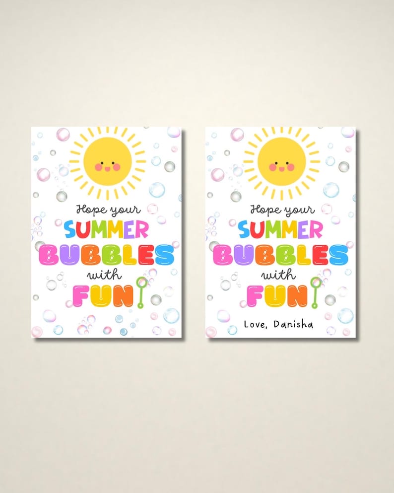 Hope Your Summer Bubbles with Fun Tag Editable, End of school Year Tags Template Printable, Summer Vacation Classroom Kids School Favor Tags image 5