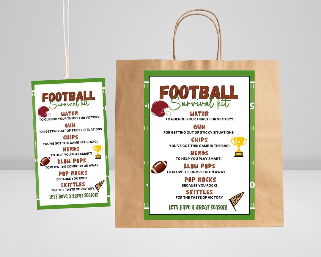 EDITABLE Football Survival Kit Printable, Gift Bag Printable, Printable ...