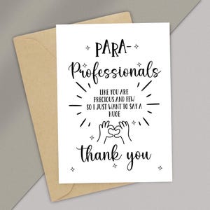 Carte imprimable pour paraprofessionnel, carte de jour pour paraprofessionnel, carte de remerciement pour paraprofessionnel, cadeau pour paraprofessionnel, PDF