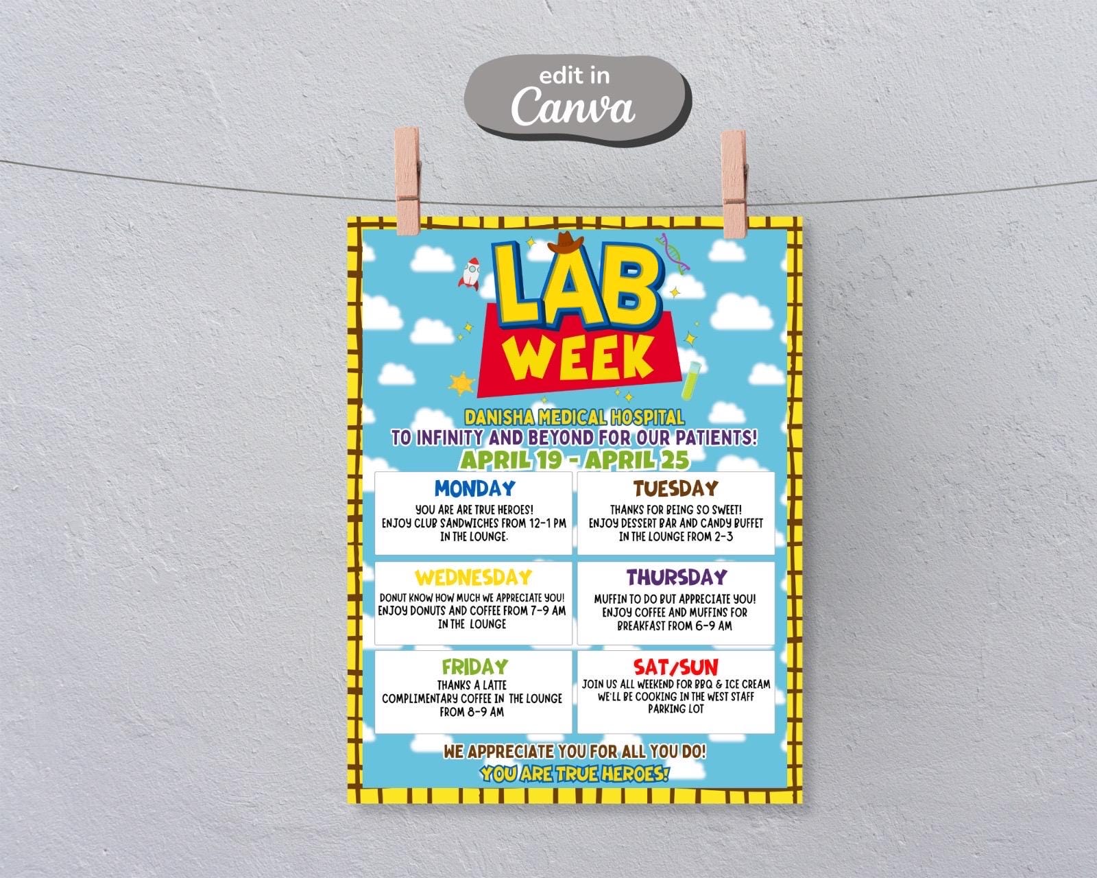 Lab Appreciation Week Itinerary Poster, Printable Digital File ...