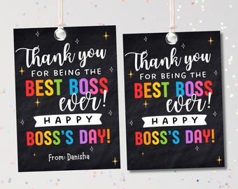 Boss’s Day Gift Tags Printable: Thank You Appreciation for Manager or Employer