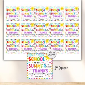 School is Out Summer is Here Thank You Gift Tag Teacher Appreciation ...