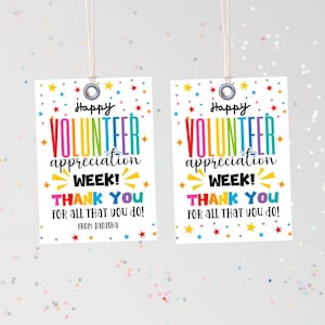 Volunteer Appreciation Gift Tags: Thank You PDF (Printable)
