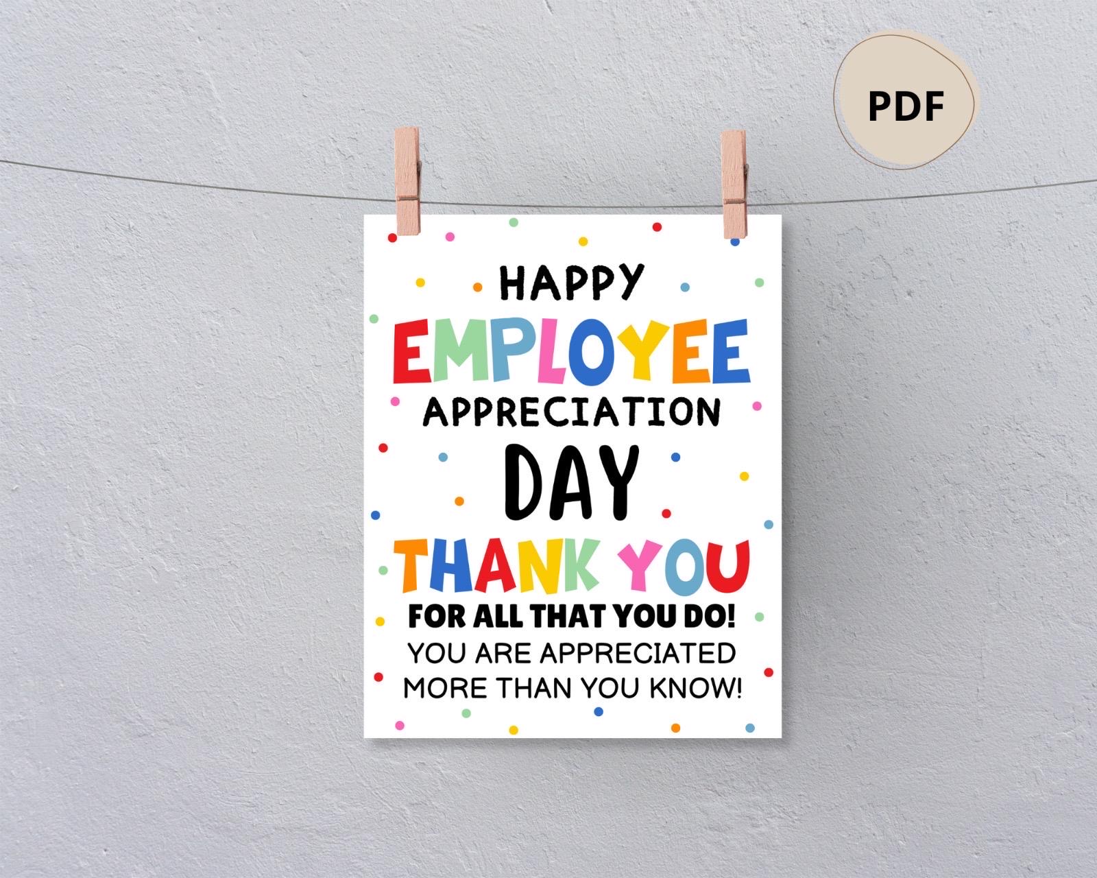 Employee Appreciation Day Sign: Printable Staff Thank You Poster ...