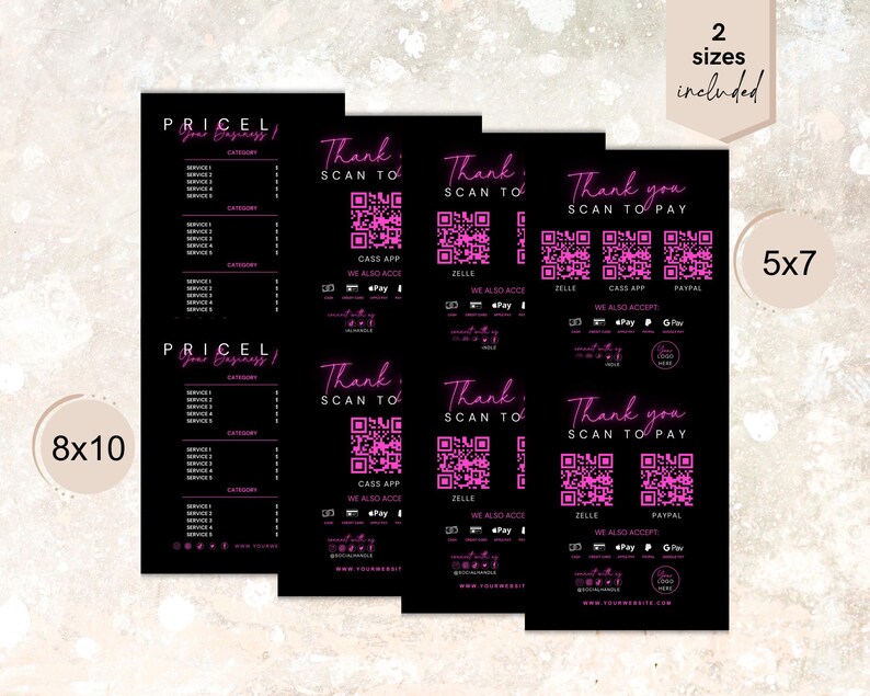 DIY Price List Template & Scan to Pay Template QR Code Sign Canva ...