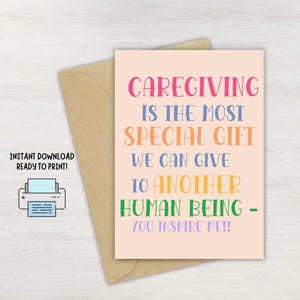 Caregiver Appreciation Card Printable: Thank You Gift (PDF)