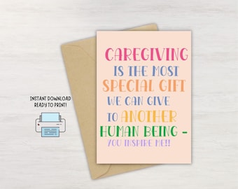 Caregiver Appreciation Card Printable: Thank You Gift (PDF)