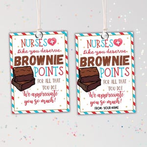 Nurse Appreciation Gift Tags: Brownie Points Thank You Printable