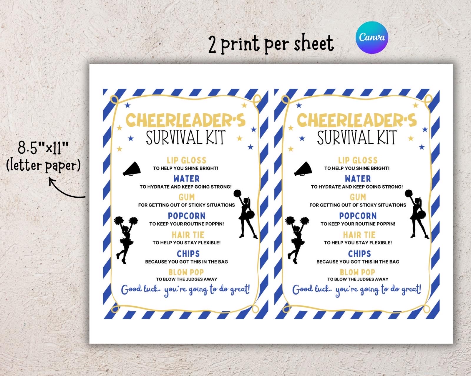 EDITABLE Cheer Survival Kit Printable, Gift Bag Idea, Printable Cheer ...