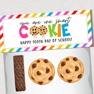100 Days of School Treat Bag Topper: One Smart Cookie Gift Tag (Digital Download)