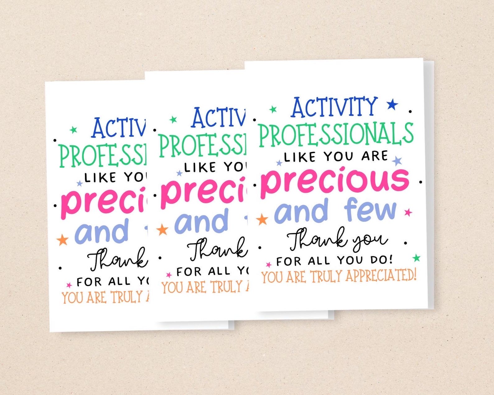Activity Professional Card Printable, Activity Professional ...