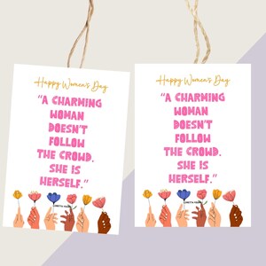 International Women's Day gift Tag Printable INSTANT DOWNLOAD Editable Happy Womens Day Printable Card Gift ideas March 8 cookie tags