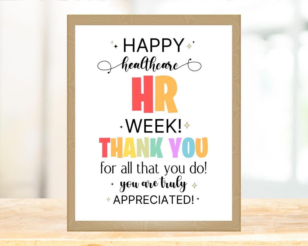 Healthcare Human Resources Printable Poster, Happy Healthcare HR Week ...