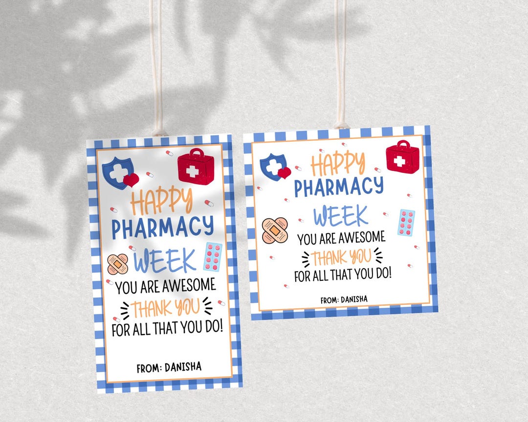 Pharmacy Week Appreciation Gift Tag INSTANT DOWNLOAD Printable RX ...