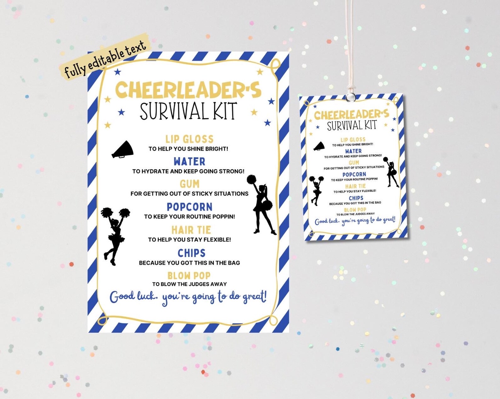 EDITABLE Cheer Survival Kit Printable, Gift Bag Idea, Printable Cheer ...
