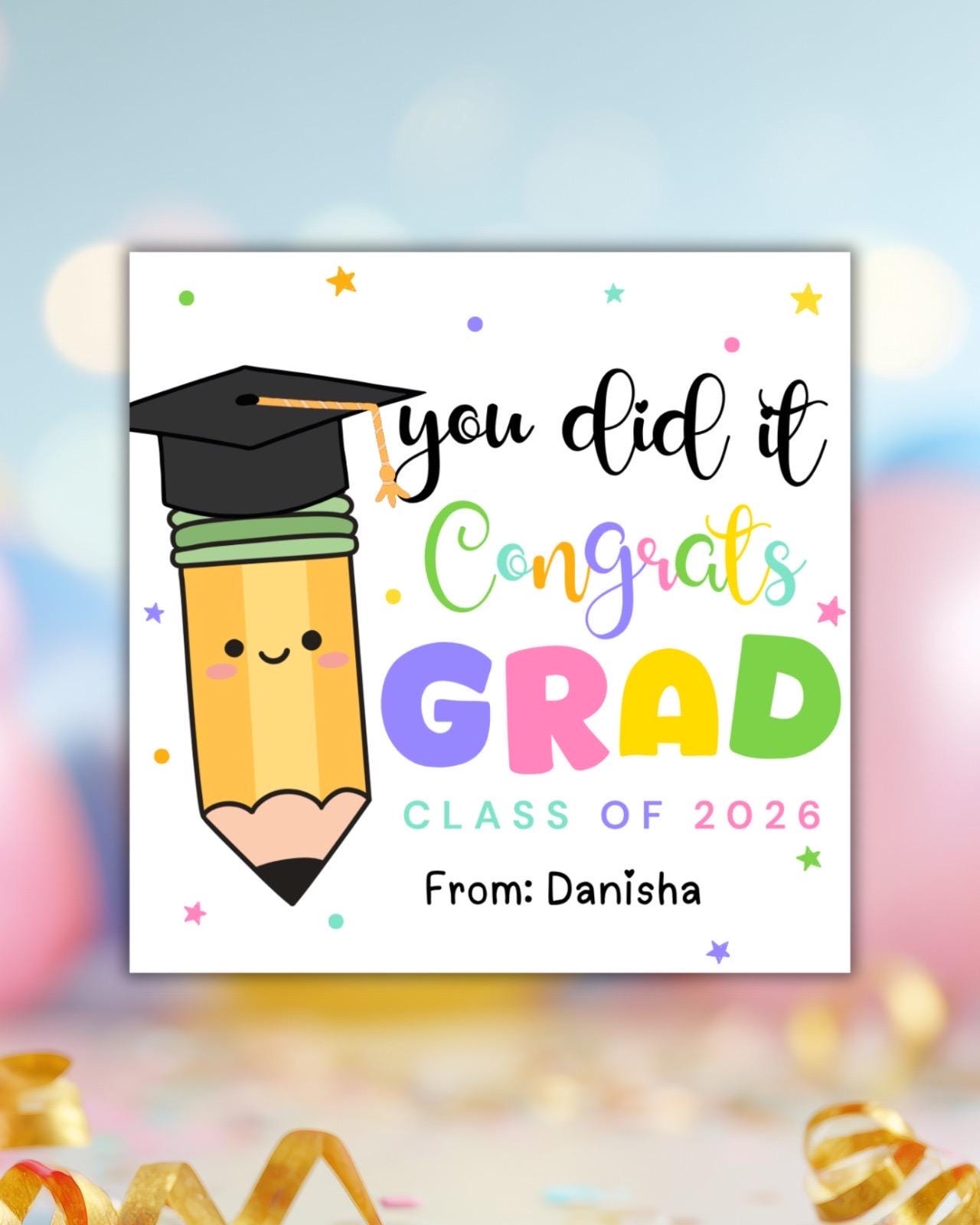 Pre K Graduation Gift Tags Printable, Preschool Congrats Grad Favor ...