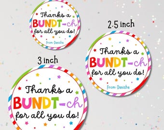 Teacher Appreciation Gift Tags: Editable Bundt Cake Thank You (Digital Download)