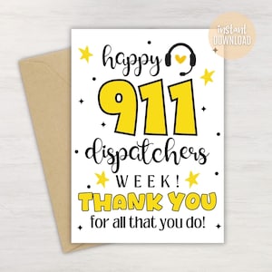 911 Dispatcher Wertschätzung Geschenkkarte (druckbare PDF)