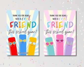 Freeze Pop Ice Popsicle Gift Tags Cool Friend End of School Year Gifts Favor Tag Student Classmate Treat Tags Summer Party Printable