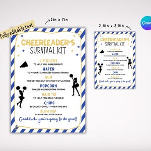 EDITABLE Cheer Survival Kit Printable, Gift Bag Idea, Printable Cheer ...