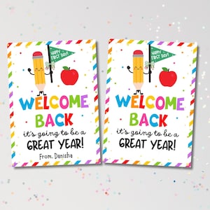 新学期ギフトタグ、新学期歓迎タグ、印刷可能な先生向けギフトタグ、学校職員向けおやつタグ、すぐにダウンロード