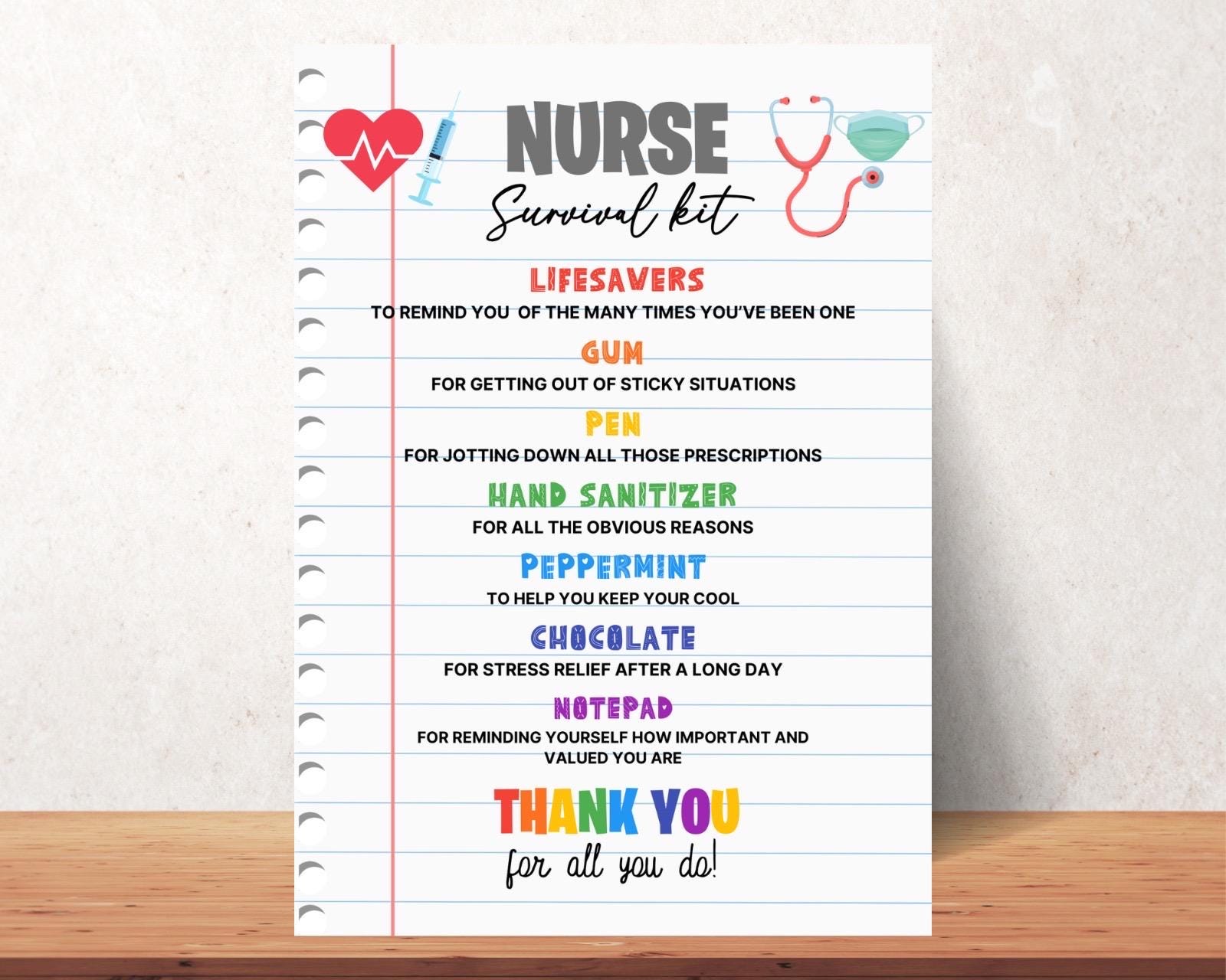 Nurse Survival Kit Gift Tags: Printable DIY Template (5x7, 3.75x5)